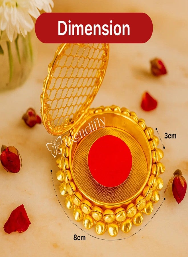 Trendifly Golden Metal Ghungroo Round Gold Silver Coin Cash Shagun Box | Decorative Ring Coin Sikka Storage Box | Wedding Pooja Baby Shower Rakhi Shagun Return Gifts - Image 2